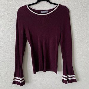 Maroon Long Sleeve Bell Bottom Sweater
